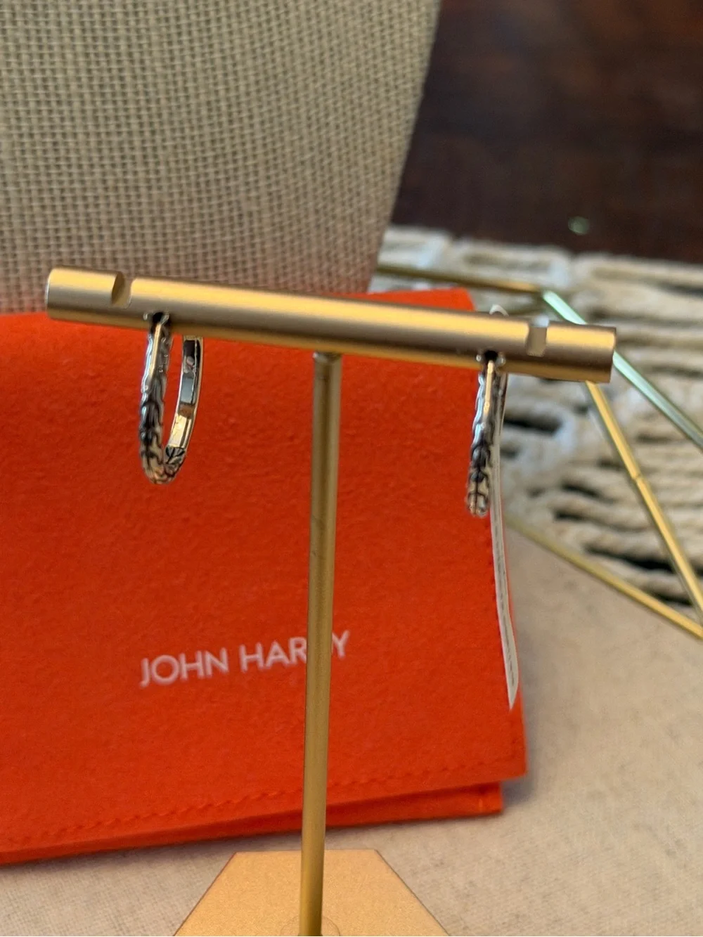 John Hardy 14k Yellow Gold & Sterling Silver Essential Hoop Earrings-22mm-NWT